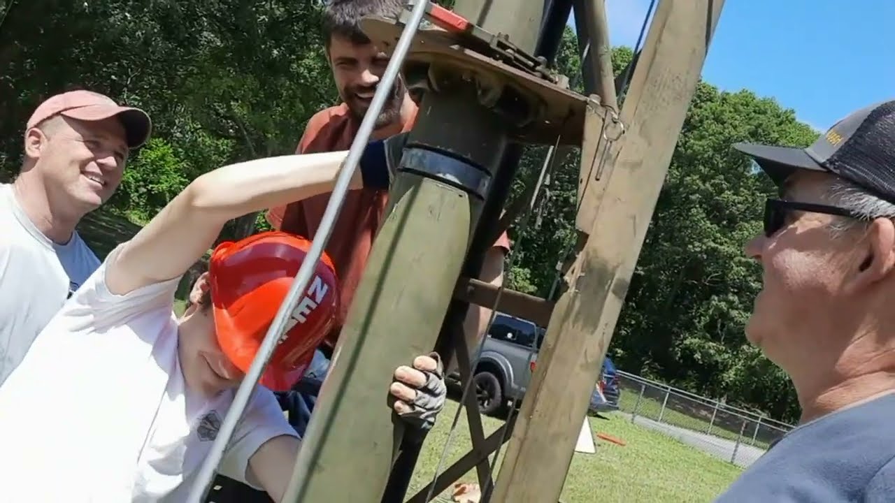 W1OP Field Day 2023 -- first field installation of a military AB-577 50 ft. mast