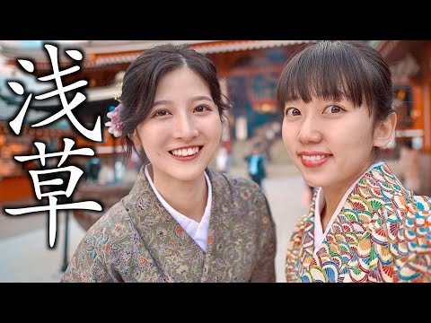 女性2人が着物着て人力車のお兄さんに値引き交渉してみた結果!【華音ちゃんとコラボ】【浅草】