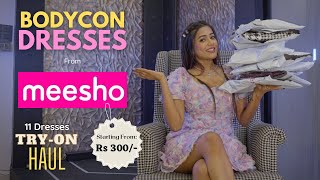 Affordable BODYCON DRESSES from MEESHO 💕🙆🏻‍♀️| 11 dresses Tryon| Genuine review || gimaashi screenshot 5