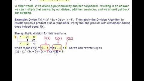 Polynomial Division Algorithm & Remainder Theorem