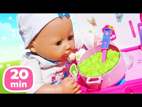 Juegos de cuidar bebés con Baby Born Annabelle. Preparamos comida y alimentamos a la muñeca. hqdefault