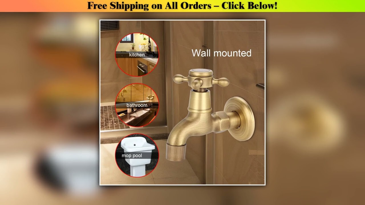 Faucet Vintage Faucet Wall Mounted Vintage Brass Faucet Single Cold Water Tape for Kitchen Sink