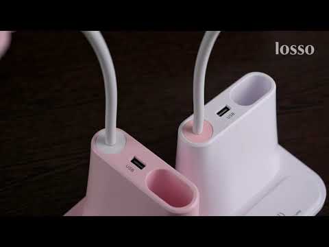 Настільна лампа з акумулятором LOSSO FL-1200 біла, світильник з акумулятором та USB для заряджання телефону, видео 1