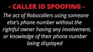 Robocalls - When the Caller ID is not the actual phone number that called you