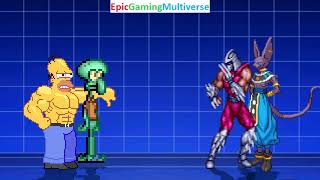 Squidward And Homer Simpson VS Minion Pig And Beerus In A MUGEN Match / Battle / Fight
