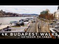 4K BUDAPEST WALKS - Windy Walk from Kiraly utca (Pest) to Taban (Buda) across the Elisabeth Bridge.