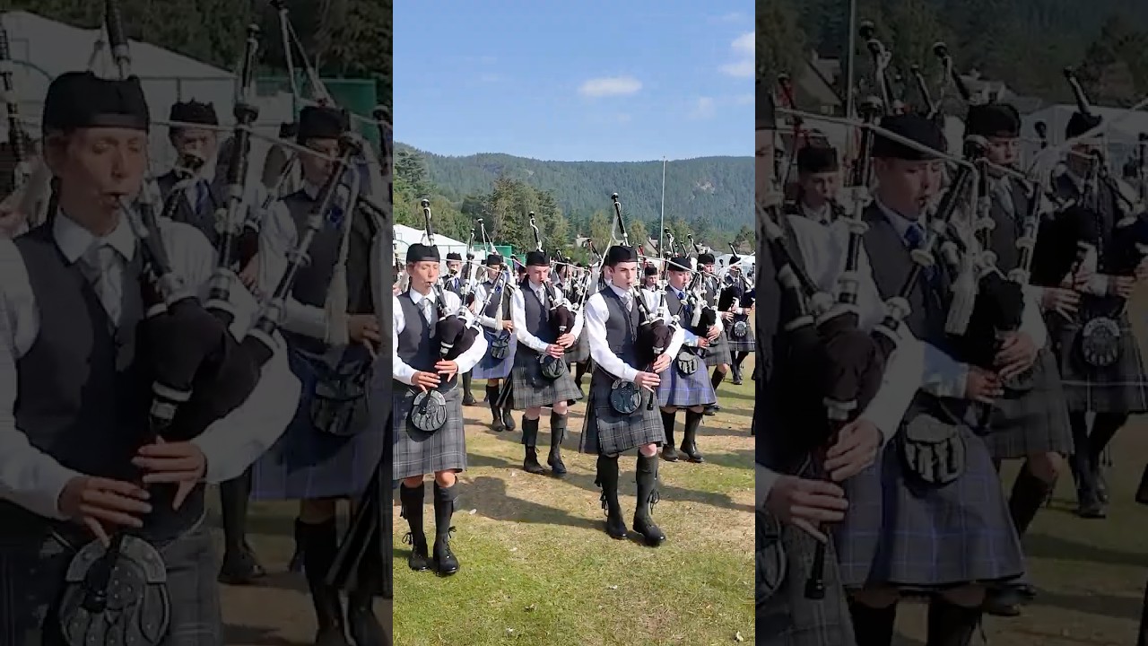 Granite City & Lathallan School #pipeband #march out at 2025 Ballater #highlandgames #shorts