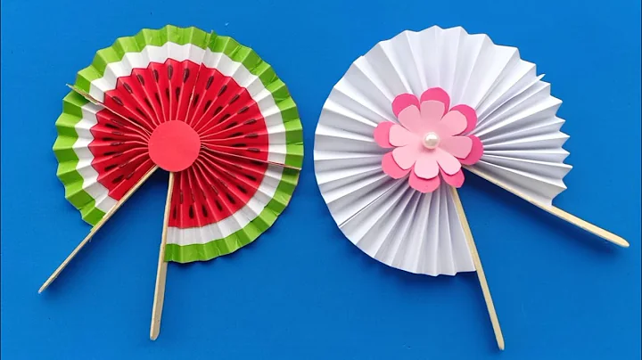 Cute Paper Pop Up Fans /DIY Watermelon Hand Fans |making paper fan /how to make a japanese paper fan