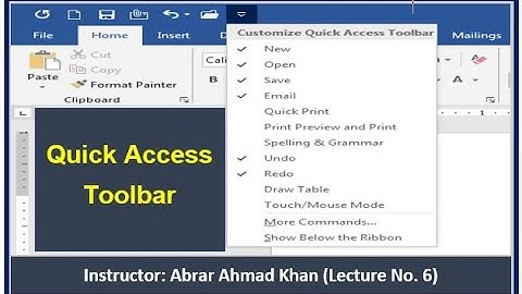 W06 - How to Customize Quick Access Toolbar in Word 2016| Urdu | Hindi