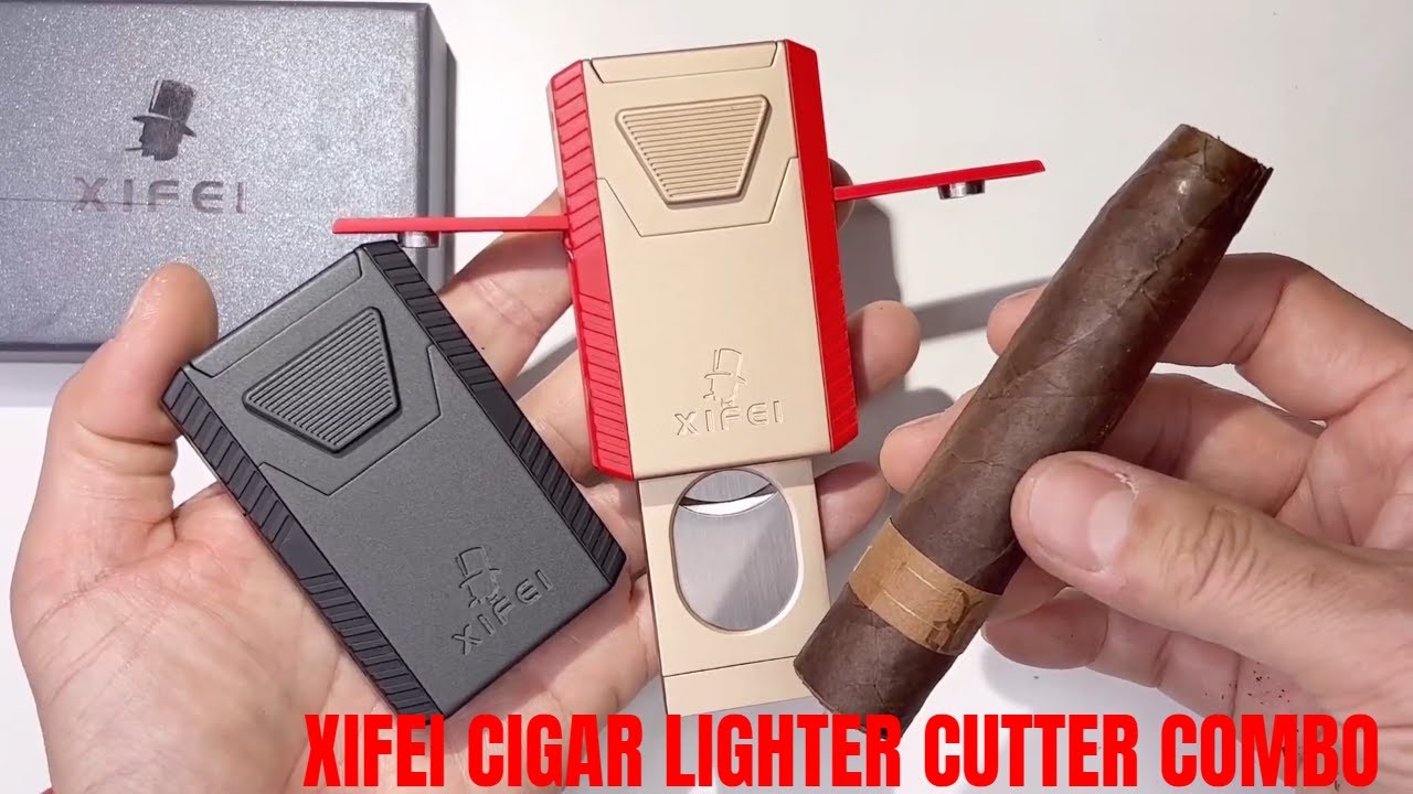 XIFEI Cigar Lighter, Cigar Puncher, Cigar Draw Enhancer, Cigar Stand