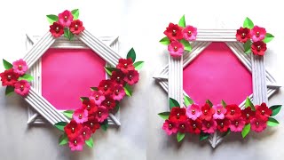 Beautiful cute rose photo frame making | DIY- photo frame making | photo frame from paper sticks screenshot 5