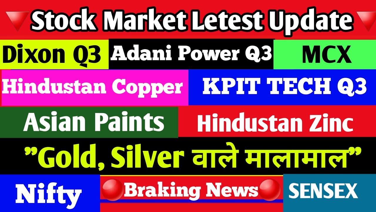 Adani Power Q3🔴Dixon Q3🔴Hindustan Copper🔥Asian Paints🔴Hindustan Zinc🔴Kpit Tech Q3🔥Gold Silver News🔥