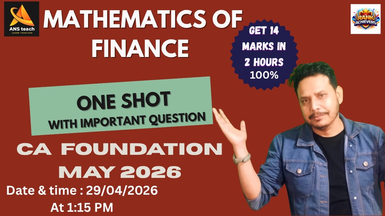 CA -F ONE SHORT MATHEMATICS OF FINANCE| BY CMA ALI SIR - YouTube