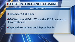 SCDOT Interchange closure happening in Berkeley County