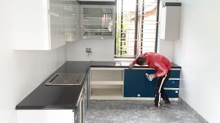 Machining and Install Kitchen Granite On Synthetic Plastic Frame  | Complete Cooking Table