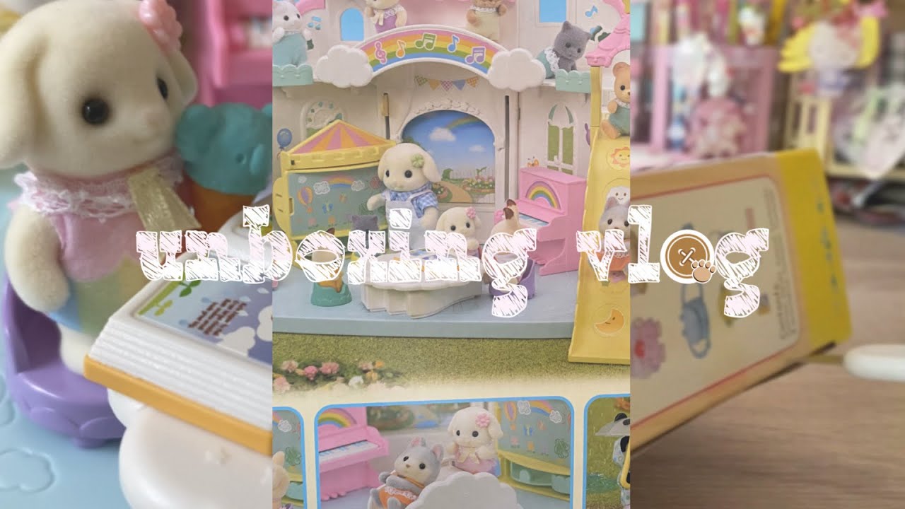 unboxing vlog 🍀 sylvanian families, sunny castle nursery, deco !