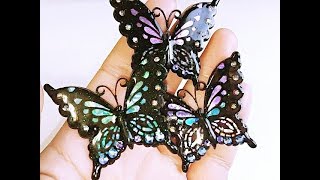 ＵVレジン セリアの薄型モールドで蝶を作ってみた(*´∇｀*)resin