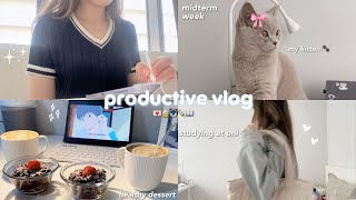 productive vlog ✮⋆ midterms week, studying at uni, healty dessert, watching anime etc.
