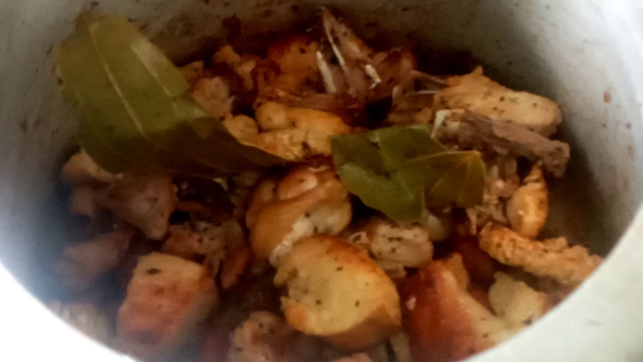 Red chicken meat cooking into pressure cooker YouTube