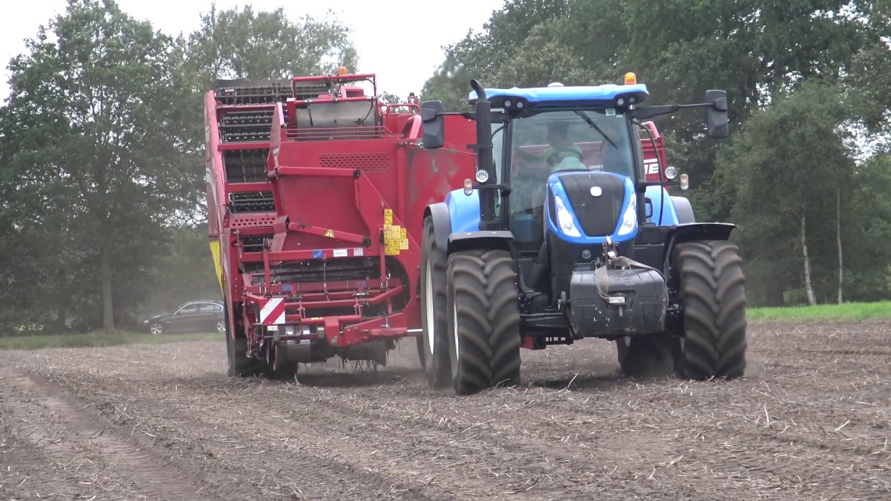 AARDAPPELS ROOIEN MET GRIMME SE150- 60 NEW HOLLAND T 7.230 T 7.185 TM 155