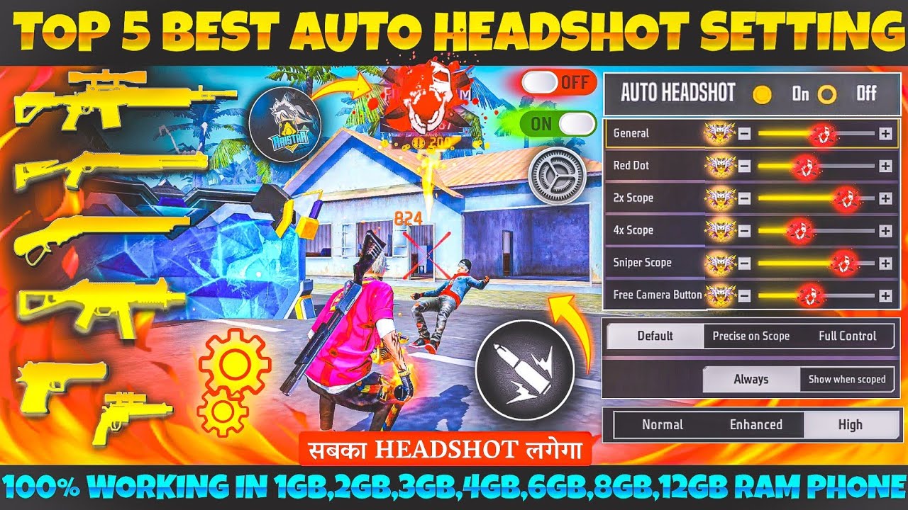 Free Fire Max Auto Headshot Trick 2025 Sensitivity Setting | 2gb, 4gb, 6gb Ram Headshot Sensitivity