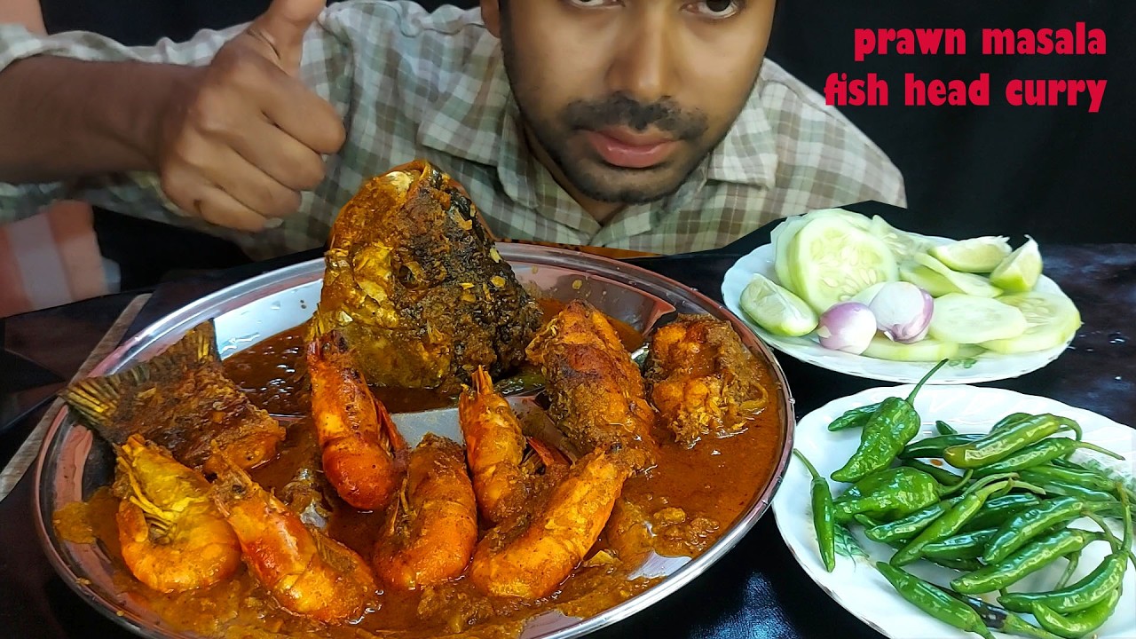 Can I Eat This EXTREME SPICY Prawn Masala & Big Rohu Fish Kosh in 10 Minutes? mukbang big bite