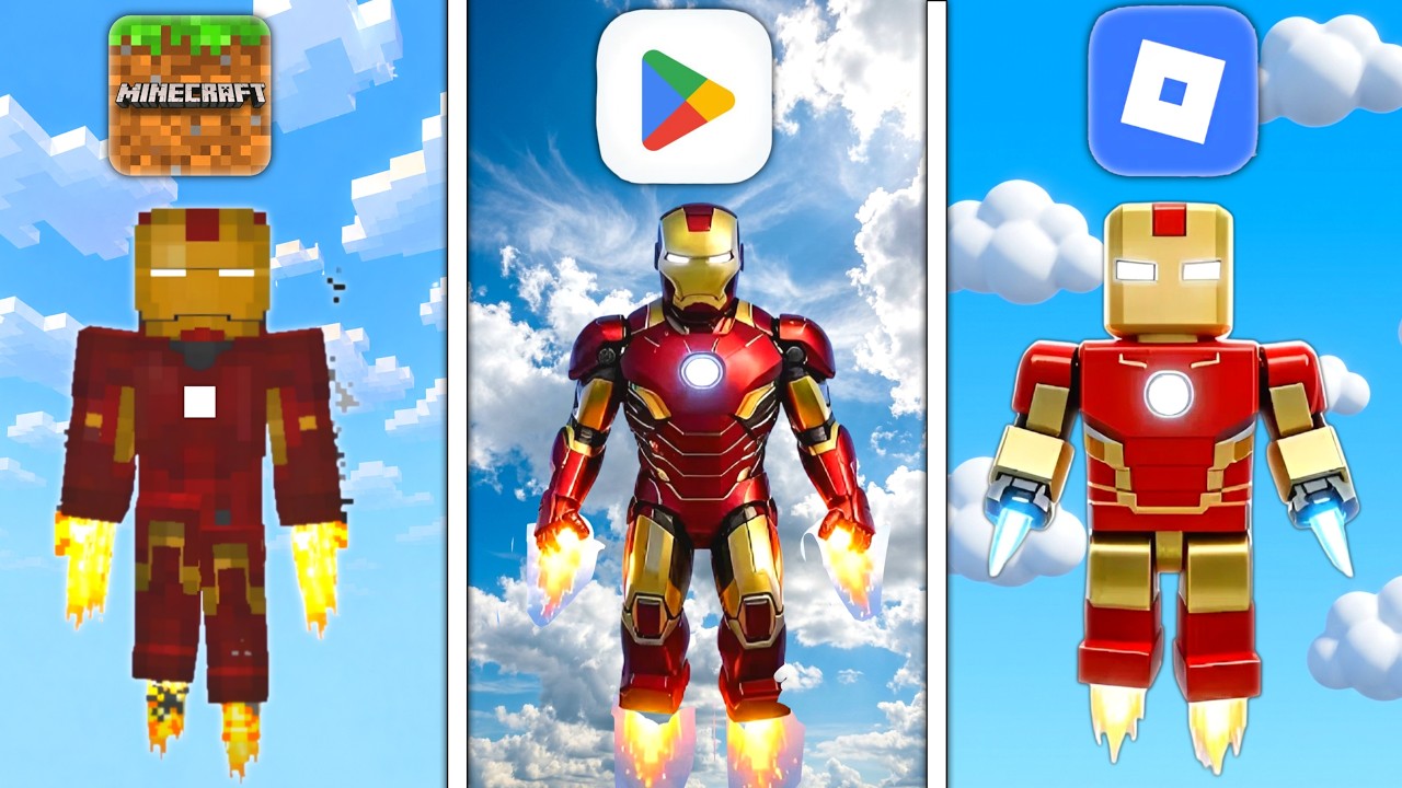 I Become Iron Man in Different Games in Minecraft, Roblox & Playstore Game! 🤯