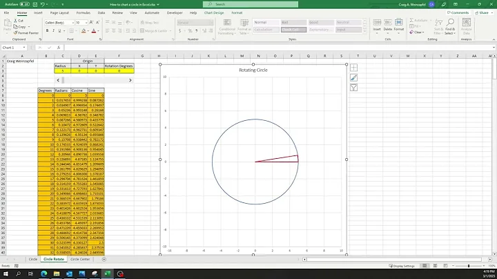 How to rotate a circle in Excel