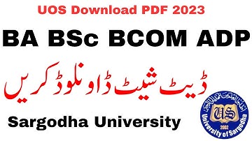 BA BSc ADP Annual 2023 Date Sheet Upload Sargodha University | BA BSc ADP Exams 2023 UOS