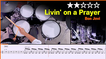 [Lv.04] Livin' On A Prayer - Bon Jovi  (★★☆☆☆) Drum Cover with Sheet Music