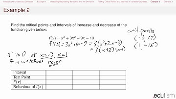 Calculus I - Increasing and Decreasing Functions; Critical Points - PREVIEW of Lesson 37