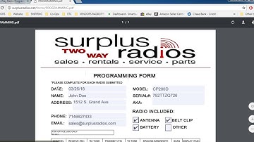 Two Way Radio Programming Request Form