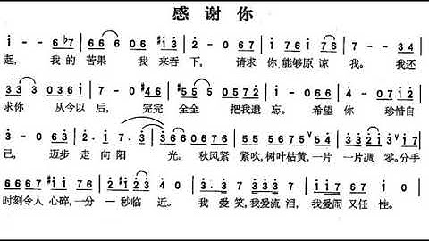 感谢你 C调伴奏 Thank you - instrumental in C