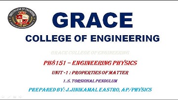 GRACE COE PH8151 ENGINEERING PHYSICS UNIT 1  1 5 TORSION PENDULUM