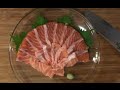 How to cut Salmon Sashimi　/　サーモンの刺し身柵から切って盛りつけまで