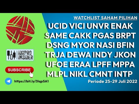 REKOMENDASI SAHAM PILIHAN 25-29 JUL 2022 UNVR SAME CAKK BRPT BFIN TRJA DEWA INDY JKON MPPA MLPL CMNT