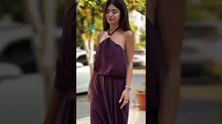 Koyu Mürdüm Şıklığı Arkası Fermuarlı Bluz, Lastik Belli Etek, Tiril Tiril Kumaş Kimono