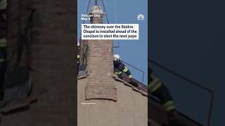 Chimney installed atop the Sistine Chapel at the Vatican ahead of next week's conclave