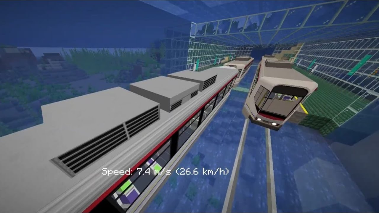 Minecraft Transit Railway 1.18.2: Underwater-Route(Train View)
