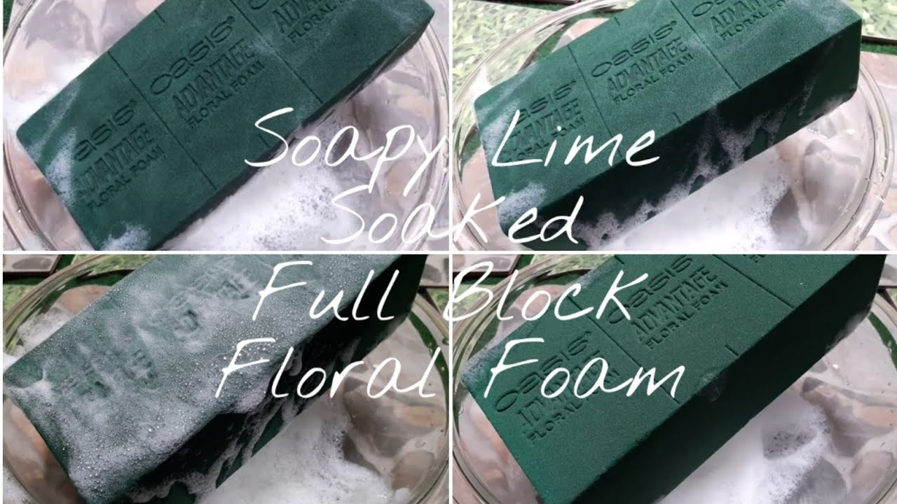 Soapy Lime Soaked 1 Block Oasis Floral Foam Crush - ASMR Satisfying Sounds