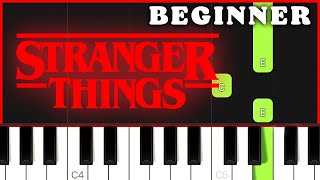 Stranger Things Main Theme (With SPOOKY SYNTH) | BEGINNER/EASY PIANO TUTORIAL