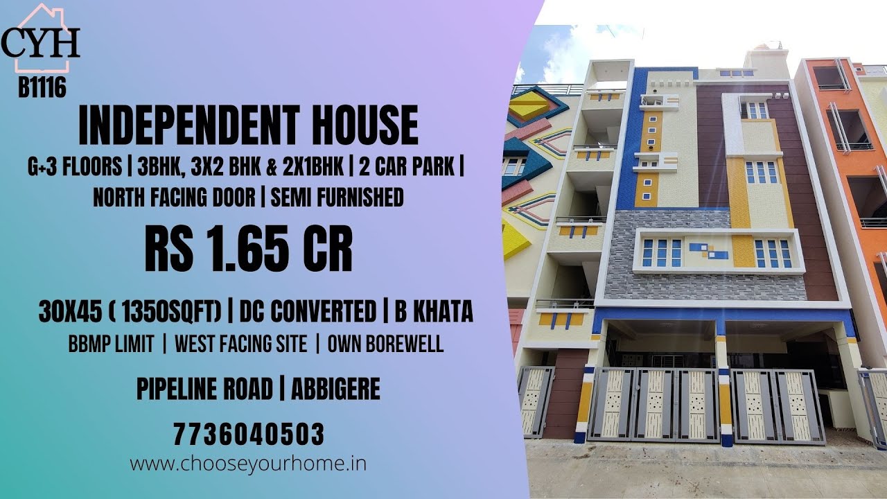 SOLD CYHB1116 Rs 1.65Cr 6 Units Independent House for Sale at Abbigere Bangalore YouTube