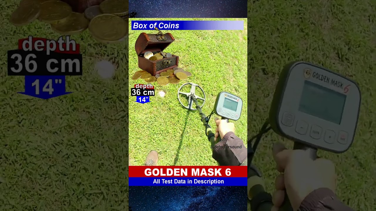 Golden Mask 6 👉😲👍metal detector Test with Box of Coins 