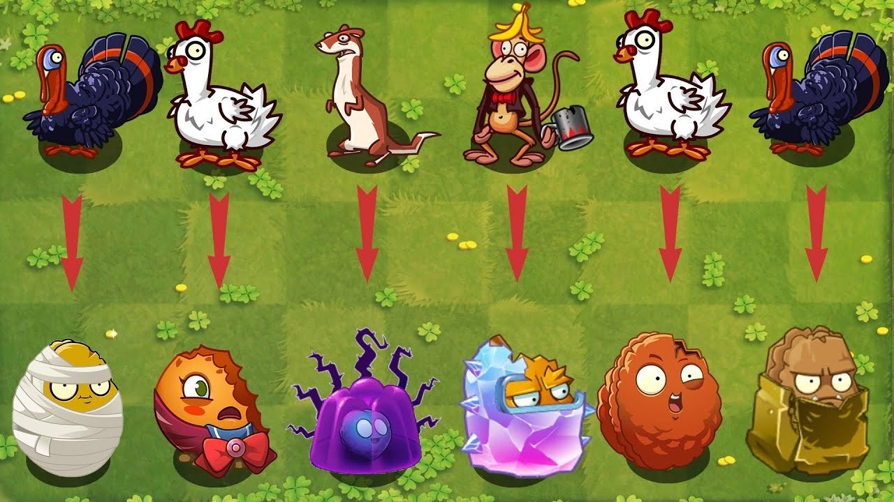 Pvz 2 Challenge - All Plants 1 Power Up Vs 200 Animal Zombies