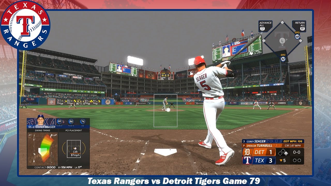MLB THE SHOW 23 Texas Rangers vs Detroit Tigers Game 79 YouTube