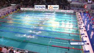 Laure Manaudou Championne d'Europe petit bassin 50 m dos .