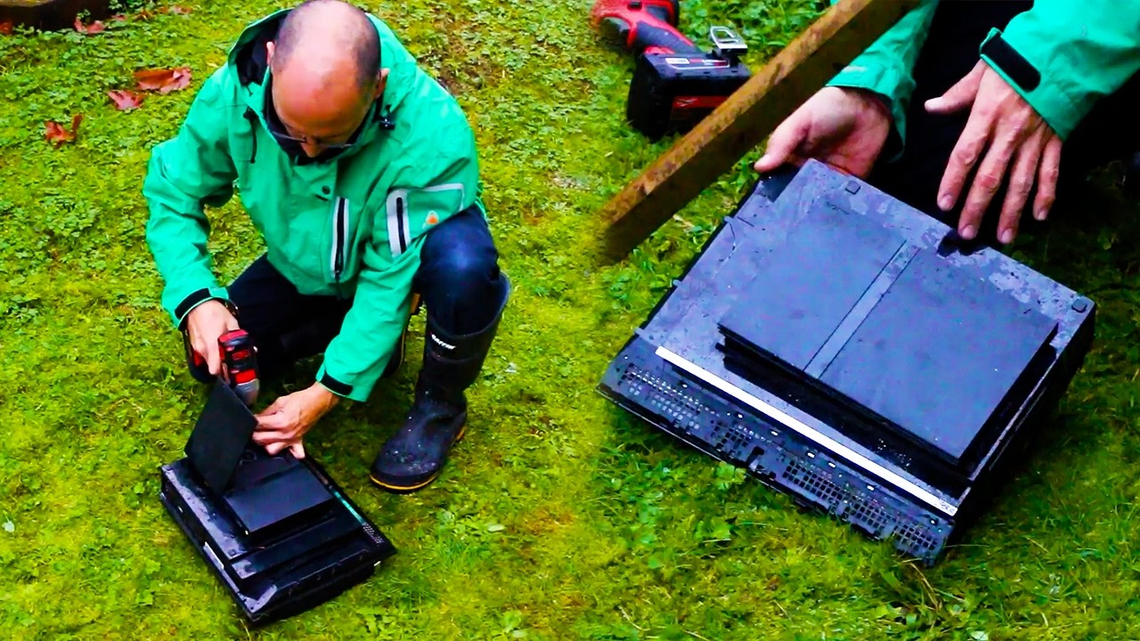 Crazy Uncle Makes A PS5 By Drilling A PS2 and PS3 Together