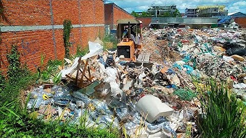 Amazing Update Action! Delete Garbage Dump Huge Size By Skill Dozer Clear, Pushing Trash Into​ Water