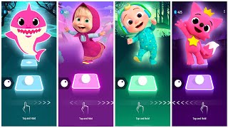 Baby Shark Vs Masha Vs Cocomelon Vs Pinkfong |Tiles Hop Edm Rush!