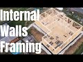 Internal walls framing and tightening up to the load bearing walls and double plate fitting